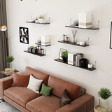 百目源 墙上置物架免打孔一字隔板壁挂墙壁房间客厅卧室墙面装饰木板 366669套餐一黑色