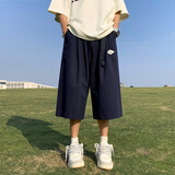 柏斐荻短裤男夏季宽松直筒休闲青少年工装美式七分裤男女休闲裤 藏青色 3XL