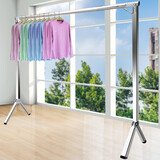 奥誉单杆晾衣架不锈钢落地折叠晒衣服架卧室挂家用简易凉衣服架子神器 加厚不锈钢单杆1.6米+伸缩+赠品