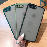 名樱 苹果8Plus手机壳iPhoneSE2保护套透明磨砂6SP撞色硅胶7P全包防摔ip6s网红男女 苹果7P/8Plus【暗夜绿】+钢化膜