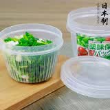 家の物语（KATEI STORY）日本进口厨房葱花保鲜盒姜片大蒜保鲜收纳盒塑料圆形冰箱沥水盒子 透明500ml单件装