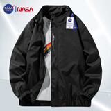 NASA GISS官方潮牌夹克男潮流时尚春秋立领宽松休闲百搭外套男 黑色 L