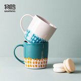 物鸣 陶瓷杯子家用早餐杯水杯情侣水杯 创意个性办公室喝水杯麦片杯牙杯AA131 藕粉色