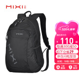 米熙mixi14英寸电脑包休闲运动双肩包女背包大容量旅行包18吋黑色5005