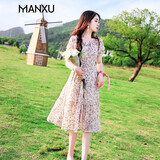 曼蓄高端品牌连衣裙碎花田园风裙子夏天女装2025夏季新款气质女士神范 花色 M 建议95-105斤