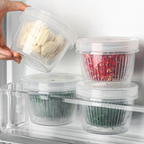 川岛屋葱花保鲜盒冰箱大蒜沥水收纳盒密封塑料水果盒食品储物盒保鲜碗 葱花保鲜盒(三只装)