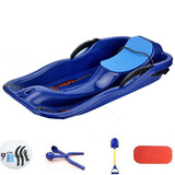 梦必真加厚滑雪板滑草板滑沙板带刹车双人成人儿童雪橇车雪爬犁滑雪车冬季滑雪用具春季旅游产品 蓝色带赠品