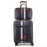 MINLUBAOLUO商务皮箱拉杆箱男士飞机轮行李箱男旅行箱女密码登机箱子母箱子 蓝格竖款款子母箱 20英寸可登机