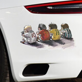 著力汽车贴纸划痕遮挡外观装饰车贴个性摩托车贴画创意足球球星贴防水 四人背影