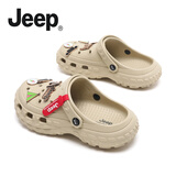 Jeep吉普凉鞋男夏季新款潮流防滑透气洞洞拖鞋时尚外穿沙滩包头拖鞋 卡其色质感金属 42-43 标准运动鞋码