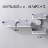 吸盘肥皂盒免打孔香皂盒壁挂式卫生间置物架浴室大号双格沥水皂盒架 深灰色