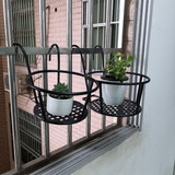 帝王金樽阳台栏杆花架加宽特大号花架铁艺护栏架悬挂式窗台绿萝花架子加粗 加大号1个+大号1个（黑）挂钩8.5