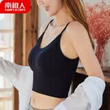南极人U型无钢圈文胸无痕运动冰丝背心内衣吊带文胸女薄款聚拢性感美背抹胸   黑色均码
