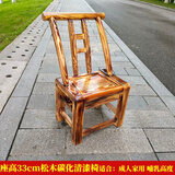 意尔迷老式松木椅农村实木靠背椅家用木质椅餐椅换鞋椅农村乐休闲小椅子 腿高33CM碳化松木清漆
