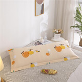 卡培拉全棉斜纹印花双人枕套纯棉1.2米1.5米1.8米长枕头套一只装 蜜橙 150*45cm双人枕套一只