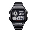 卡西欧（CASIO）男表小方块电子表 运动手表学生手表 多功能防水男士手表 小方表黑图胶带AE-1200WH-1A