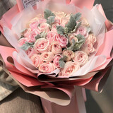 薇尼（LVINI）鲜花速递同城配送33朵红玫瑰香槟生日东莞珠海佛山西安石家庄郑州 33朵粉玫瑰花束