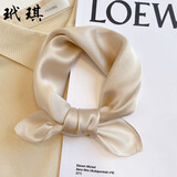 玳琪 100%桑蚕丝丝巾女纯色真丝小方巾高档春秋季围巾女时尚百搭职业领巾 桑蚕丝 纯色系 杏色 11号