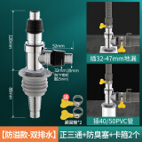 一靓下水管三头通洗衣机排水管地漏接头口对接器道三通分水流器一分二 50PVC用 双排水】正三通+防臭塞