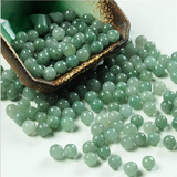 PURE GIRL 翡翠a货散珠玉珠子DIY 手串珠 手链项链冰种油青豆绿圆珠配珠 6mm2颗
