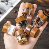 LiSSA迷你玻璃密封罐小号空瓶子茶叶咖啡粉分装瓶便携保存罐储存高硼硅 25ml螺纹仿木盖*4