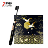 狮王（Lion）细齿洁黑钻声波振动电动牙刷 进口便携静音干电池 螺旋细毛护牙龈 黑钻声波振动牙刷1支(和风礼盒)