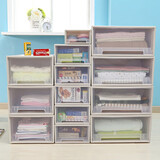 百露收纳箱抽屉式塑料家用衣服透明衣柜内衣收纳盒衣物储物柜子整理箱 加厚中号三个装
