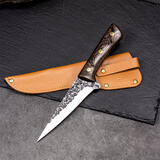 李麻子手工锻打屠宰剔骨分割专用小刀宰猪羊鸡鸭鱼卖猪肉档分割肉切肉刀 34剔骨+PU刀鞘