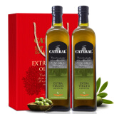 凯特兰 CATERAL 特级初榨橄榄油 压榨食用油 1L*2礼盒装 西班牙原油进口