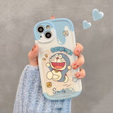 范塔希 蓝光可爱叮当猫苹果14promax手机壳iphone13硅胶12软壳动漫哆啦A梦苹果16promax全包防摔男女 蓝光 一只开心叮当猫 iPhone15