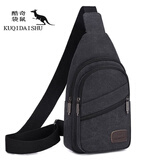 酷奇袋鼠   单肩包七夕男士胸包帆布包斜挎包男包单肩包胸前小背包休 黑色