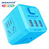 亿卓（OKEACH）USB插板 插座 插线板 插排 排插魔方USB拓展转换器YZ-M801U蓝色