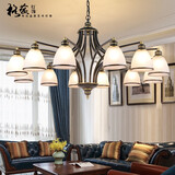 格蕴美式吊灯客厅灯现代简约大气卧室餐厅灯北欧铁艺欧式家用灯饰灯具 12头朝下（黑色描金）