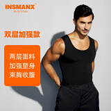 INSMANX男士塑身背心束胸收腹紧身内衣塑型运动塑身衣束身定型藏肉神器 双层秋冬加强黑色 M（体重140-180斤）