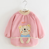 识恩宝宝罩衣秋冬季防水防脏儿童围裙外反穿衣婴儿吃饭围兜围衣1-3岁 兜兜熊西红 90(15码建议1-2岁)