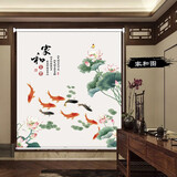 沙薇尔 卷帘窗帘定制 客厅卧室阳台书房遮光防水晒卷拉式免打孔升降窗帘 新中式-家和图 定制尺寸