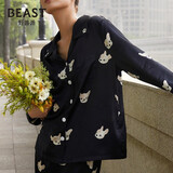 野兽派野兽派明星同款情侣睡衣22姆米小奶狗真丝睡衣家居服生日礼物 女士长袖长裤套装 L