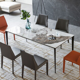 苏格情调岩板岛台餐桌佛山品质家具德利丰依诺岩板现代极简航空铝合金餐桌 潘多拉【亮光/依诺岩板】 1.3m餐桌+4马鞍椅