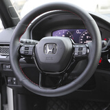 私房工造适用于本田22款十一代思域/型格专用手缝方向盘套全包围把套 黑色带孔红线