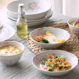 美浓烧 日本进口陶瓷 樱花陶瓷餐具米饭碗 家用日式蒸鱼 5.5英寸饭碗【14.0CM*6.5CM】