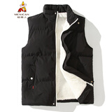 稻草人 马甲男秋冬新款立领宽松马夹男背心短款外套保暖棉衣 黑色 MT2372 XL