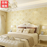 爱柏 自粘无纺布3D立体壁纸奢华欧式贴纸温馨卧室餐厅背景自贴墙纸 8802米黄色自粘款0.53米宽*5米长