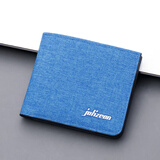 书果儿帆布钱包男短款超薄男士皮夹简约可放驾驶证多卡位男式钱夹薄 11蓝色帆布包 7卡位可放驾驶证