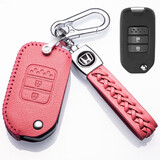 马洛克26款本田CRV钥匙套高档真牛皮专25款crv车钥匙扣包东风男女保护壳 D款粉色（15-22款插钥匙启动）