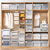 互动空间（HDKJ）收纳柜抽屉式储物柜子衣物整理箱透明塑料家用加厚内衣收纳盒衣柜 透明色 58L出口款(深50宽39高30)