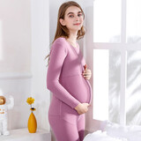 佑孕加绒孕妇秋衣秋裤套装保暖内衣加厚修身怀孕期哺乳秋衣喂奶打底衣 套装-藕紫色 L码（110-130斤左右）