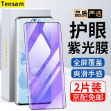 Tensam 适用荣耀80钢化膜荣耀80Pro曲面屏全覆盖防窥膜高清抗蓝光防爆玻璃水凝软膜 荣耀80【全覆盖防爆曲面膜】紫光版-2片装