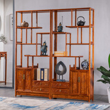 錦名園红木家具非洲花梨（学名：刺猬紫檀）客厅博中式全实木古架玄关隔断古董架展示架多宝阁 中号一对（长196*宽30*198）