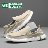 木林森（mulinsen）【精选布鞋】大码懒人鞋一脚蹬老北京布鞋男款帆布鞋驾车休闲鞋 卡其(DP-2105) 41