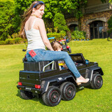 好来喜奔驰大g儿童电动车四轮遥控越野车宝宝车可坐大人小孩车马老师 旗舰黑+游戏功能+双电+助力+软轮